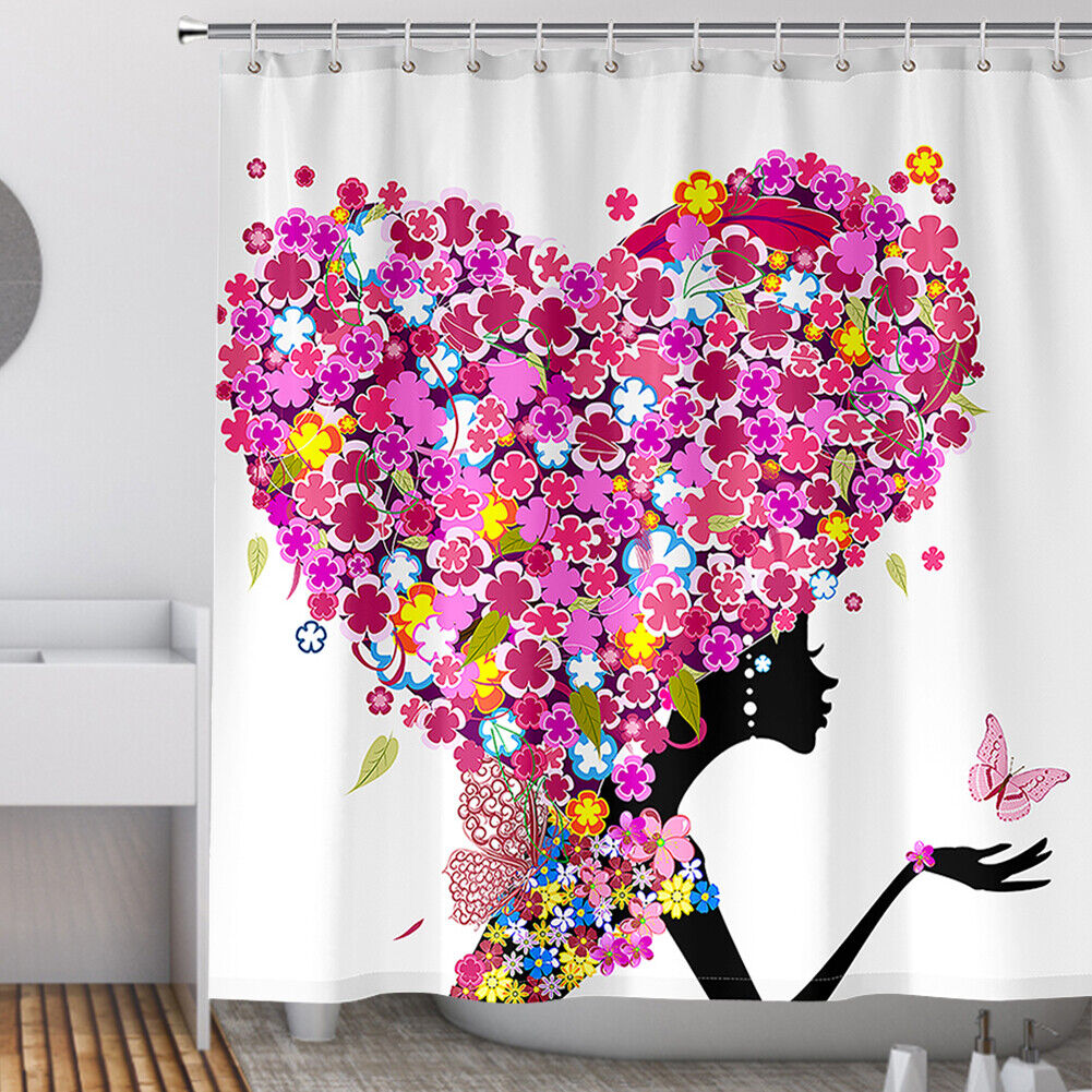 Heart Woman Printed 3D Bathtub Shower Curtain For Bathroom - Image 4