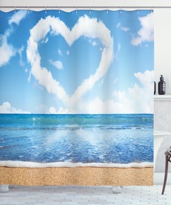 Heart-Shaped Clouds Romantic Shower Curtain, Perfect Addition to Your Bathroom Decor