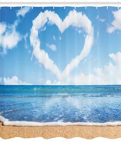 Heart-Shaped Clouds Romantic Shower Curtain, Perfect Addition to Your Bathroom Decor