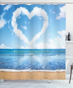 Heart-Shaped Clouds Romantic Shower Curtain, Perfect Addition to Your Bathroom Decor