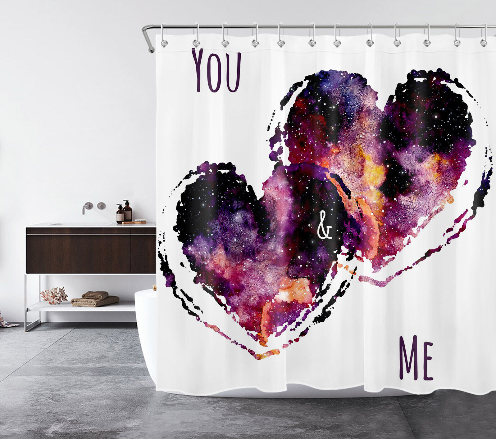 Heart-Shaped Floral Shower Curtain With Quotes - Image 2