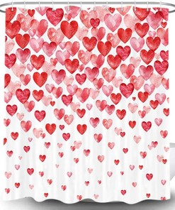 Heart-Shaped Polyester Shower Curtain