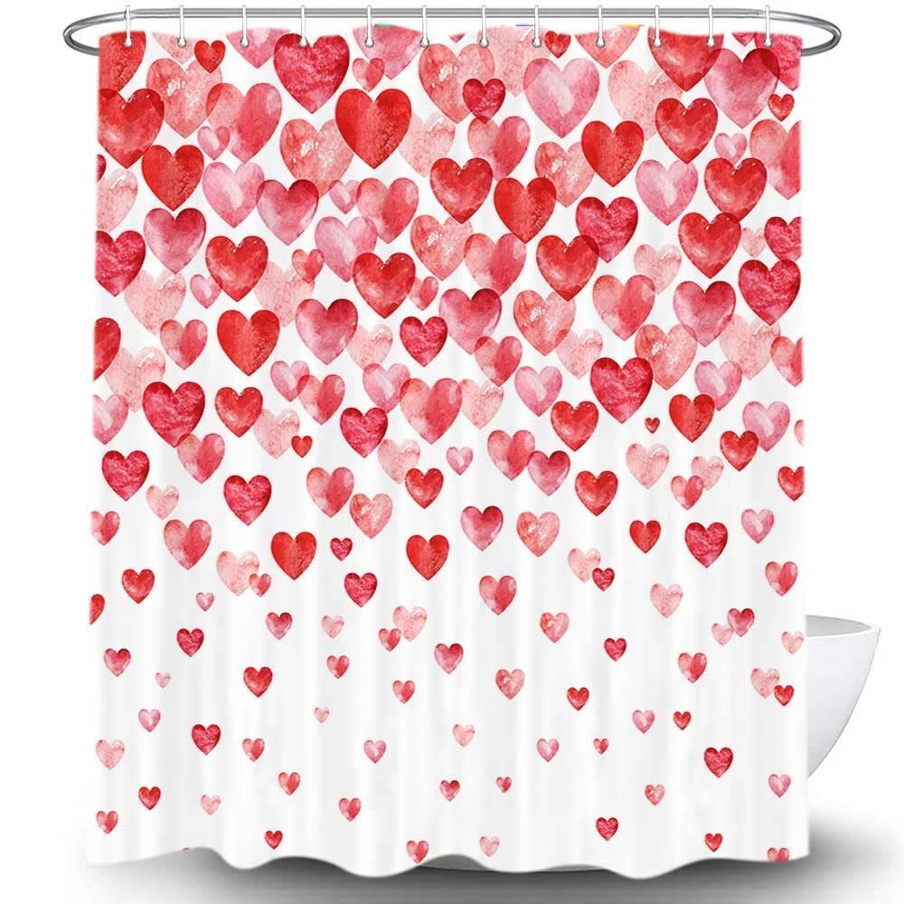 Heart-Shaped Polyester Shower Curtain