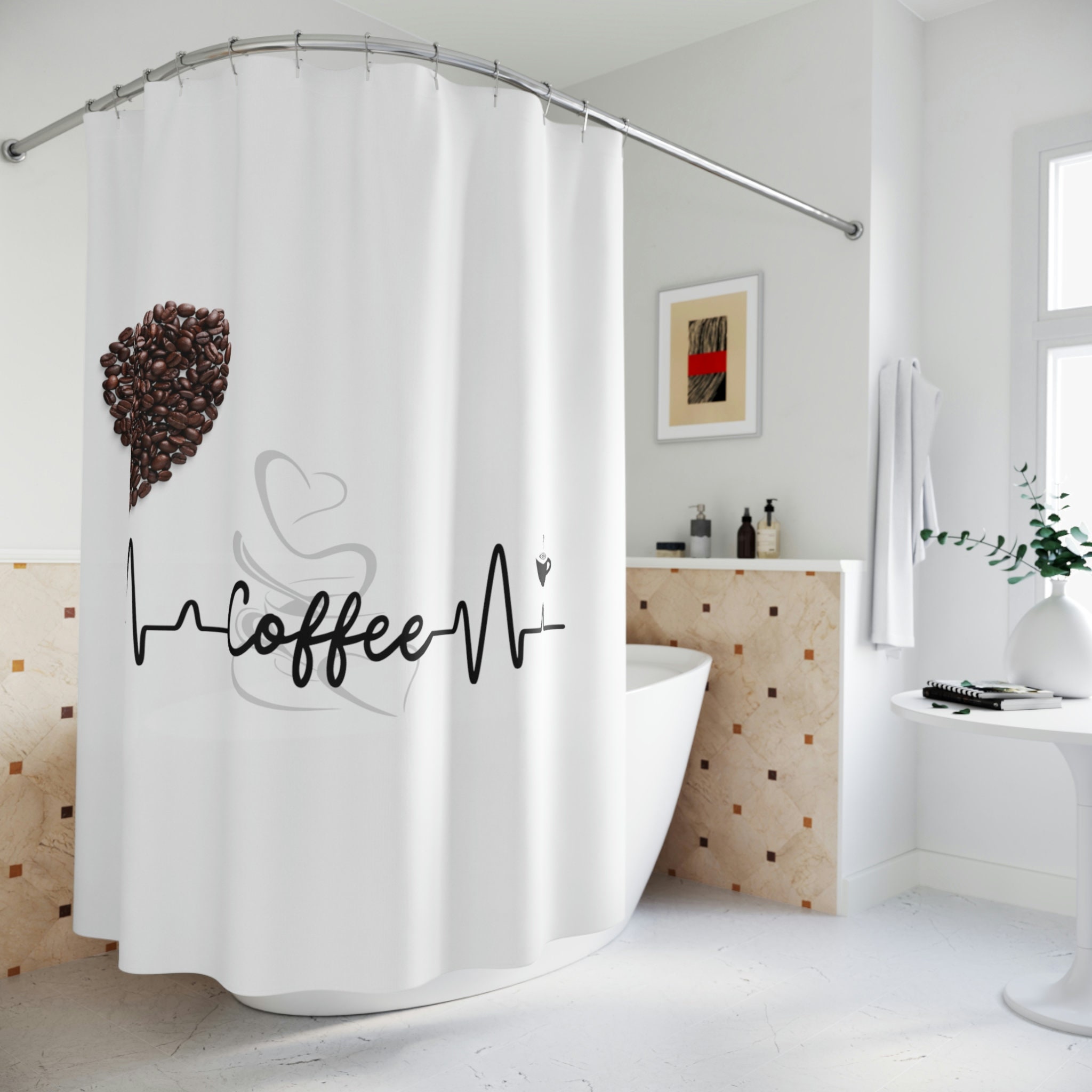 Heartbeat Shower Curtain - Bold Romantic Bathroom Decor