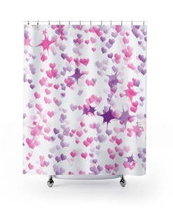 Hearts And Stars Shower Curtain For A Dreamy Bathroom Decor