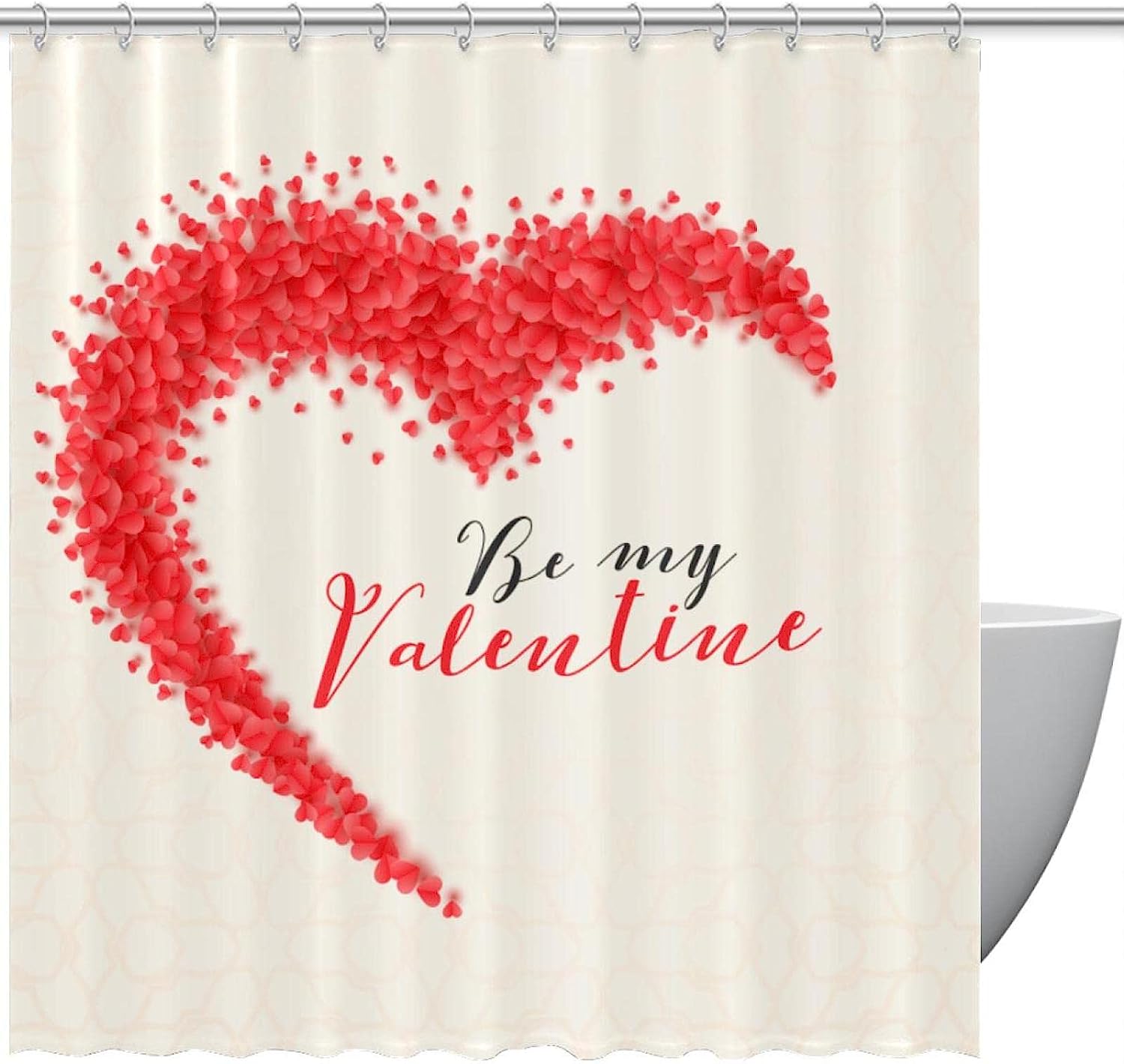 Hearts Be My Valentines Shower Curtain For Romantic Bathroom Decor