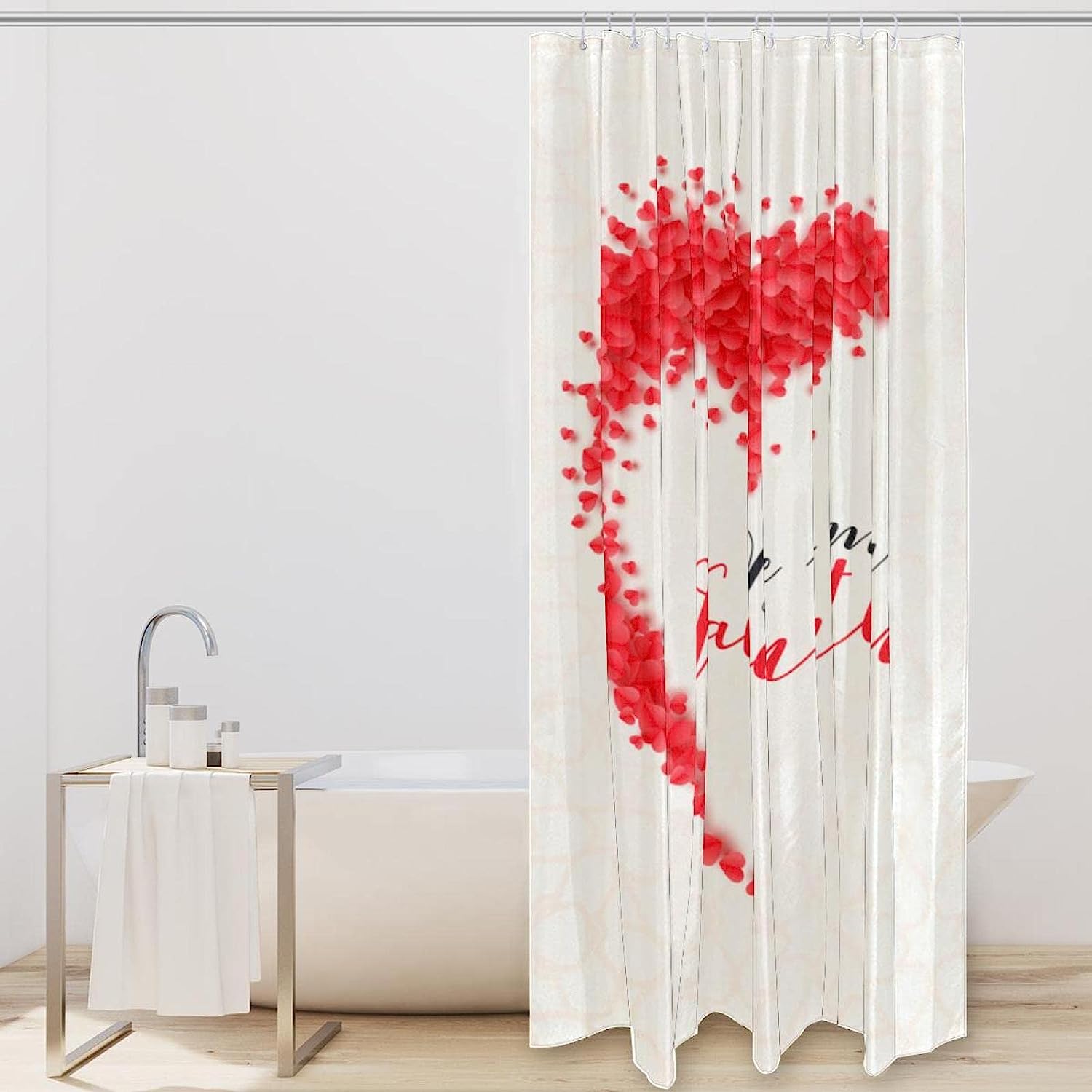 Hearts Be My Valentines Shower Curtain For Romantic Bathroom Decor - Image 2