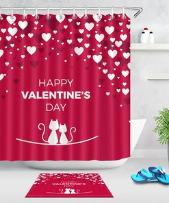 Hearts Cute Cats Shower Curtain For A Playful Bathroom