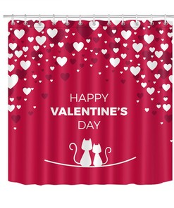 Hearts Cute Cats Shower Curtain For A Playful Bathroom