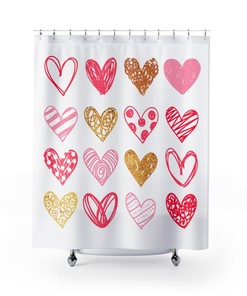 Hearts Love Shower Curtain For Romantic Bath
