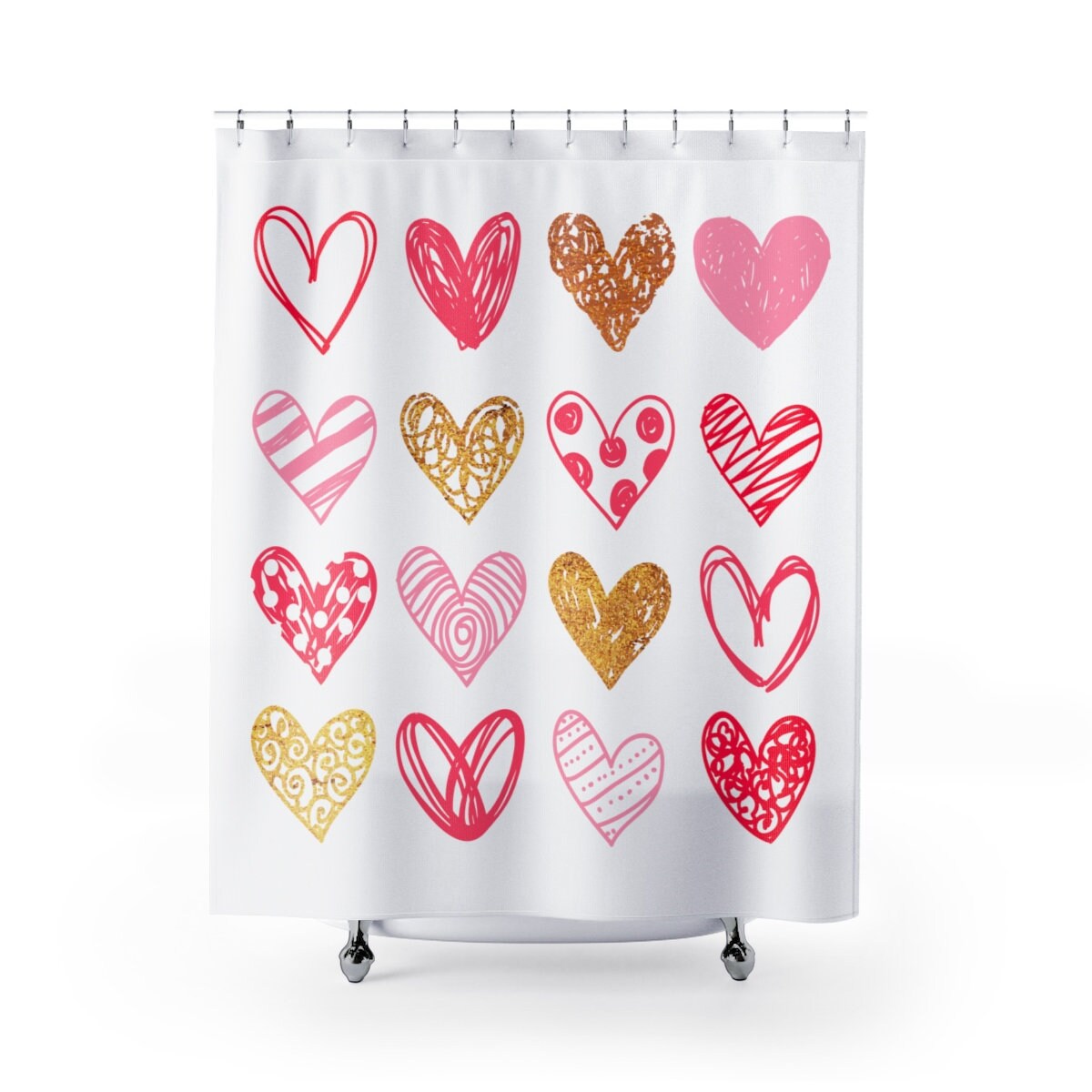 Hearts Love Shower Curtain For Romantic Bath