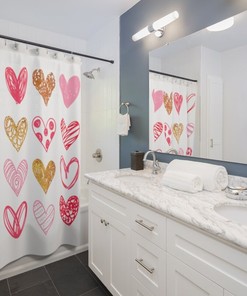 Hearts Love Shower Curtain For Romantic Bath