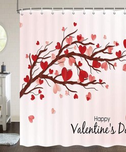 Hearts On A Tree Fabric Waterproof Shower Curtain To Celebrate Your Love