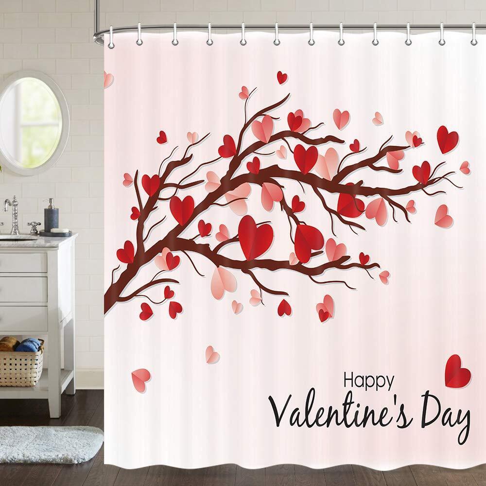 Hearts On A Tree Fabric Waterproof Shower Curtain To Celebrate Your Love