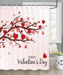 Hearts On A Tree Fabric Waterproof Shower Curtain To Celebrate Your Love