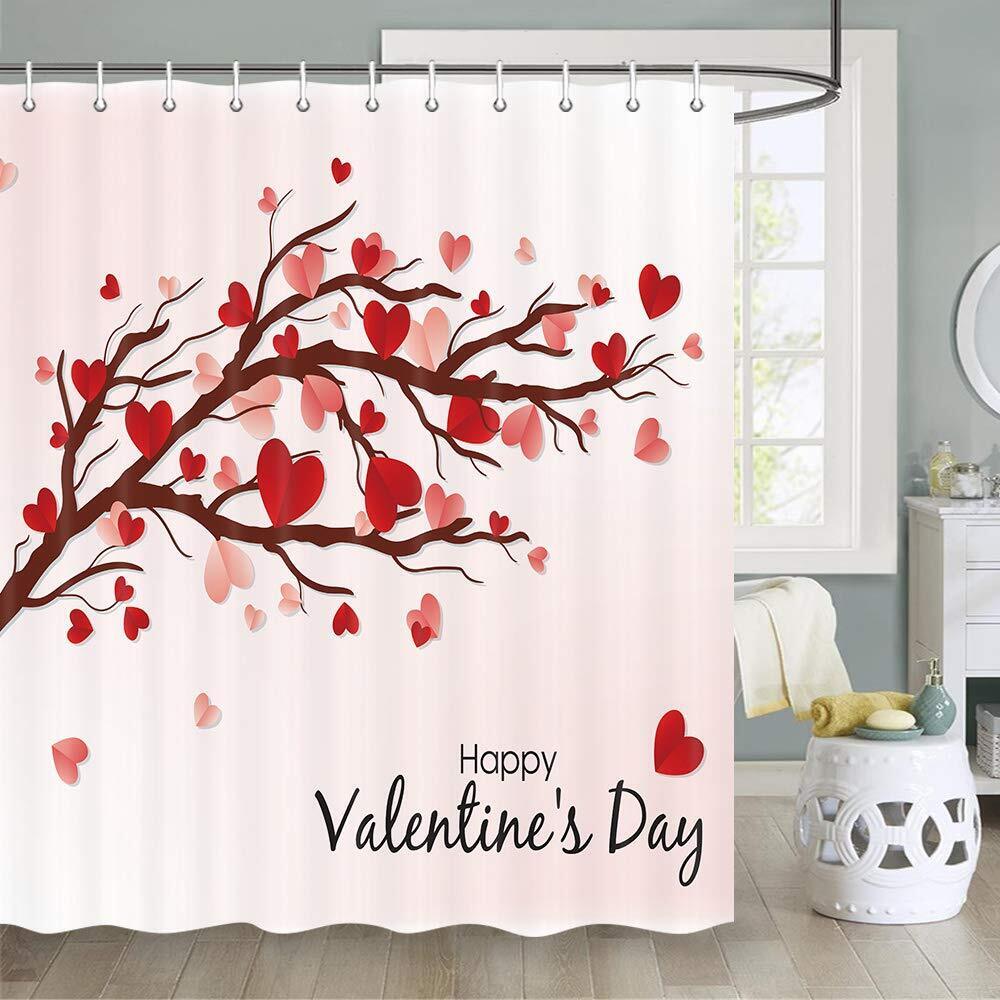 Hearts On A Tree Fabric Waterproof Shower Curtain To Celebrate Your Love