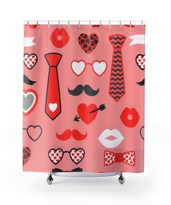 Hearts Pink Red Valentine's Day Shower Curtain for Bathroom Decor