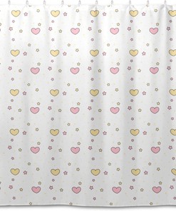 Hearts and Stars Shower Curtain Modern Home Bathroom Hotel Spa Decorations Waterproof Fabric
