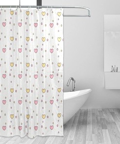 Hearts and Stars Shower Curtain Modern Home Bathroom Hotel Spa Decorations Waterproof Fabric