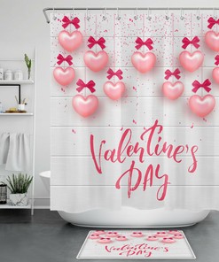 Heartwarming Red Plank Shower Curtain for a Romantic Bathroom on Valentine's Day