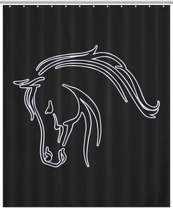Heavy Duty Arabian Horse Bathroom Shower Curtain With Waterproof Fabric