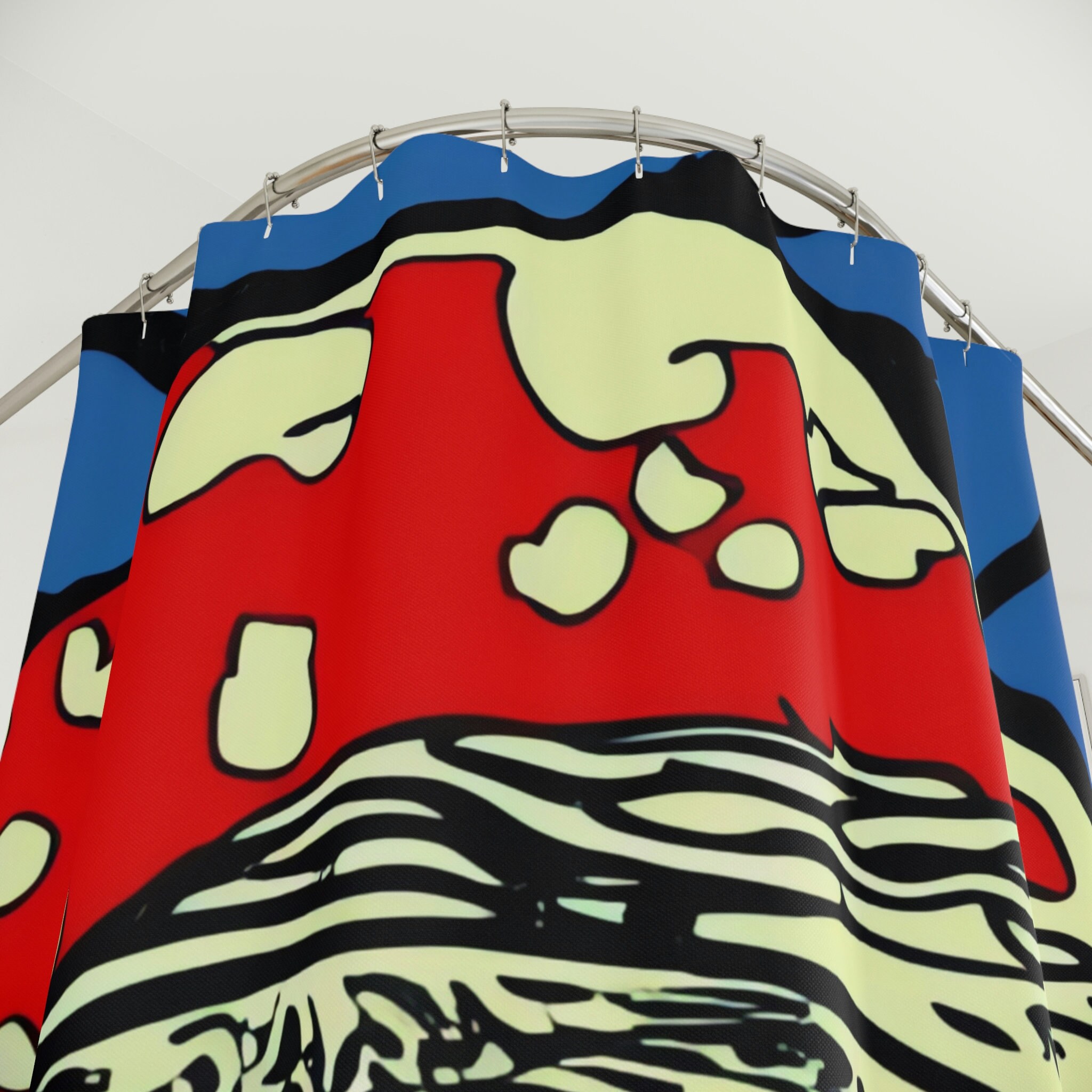 Heavy Duty Bath Curtains with Magic Mushrooms Pattern - For Unique and Decorative Bathroom Privacy.