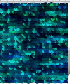 Heavy Duty Mermaid Sequined Shower Curtain Waterproof Bathroom Hotel Curtain