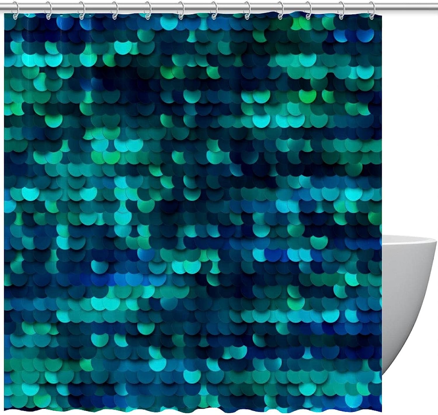 Heavy Duty Mermaid Sequined Shower Curtain Waterproof Bathroom Hotel Curtain