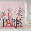 Heavy Fabric Eiffel Tower Shower Curtain In Pink Abstract Floral Design
