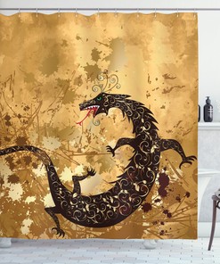 Heavyweight Waves Asian Dragon Shower Curtain For A Dramatic Bathroom