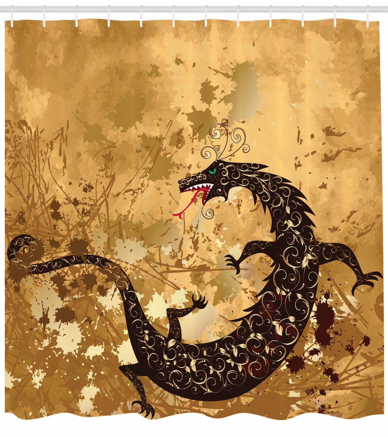 Heavyweight Waves Asian Dragon Shower Curtain For A Dramatic Bathroom - Image 4