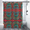 Heavyweight Waves Chinese Red Teal Luxury Dragon Shower Curtain For A Bold Bathroom