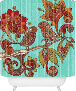 Hello Birds Shower Curtain By Valentina Ramos - A Bright And Playful Print For Your Bathroom