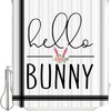 Hello Bunny Black Stripes Shower Curtain - Farmhouse Bathroom Decor