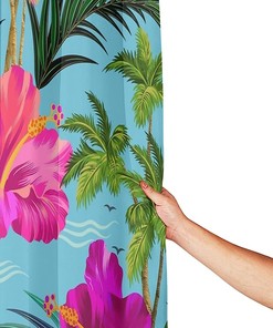 Hello Hawaii Shower Curtain - Printed No-Clear Fabric Rust-Resistant Grommets For Your Bathroom Decor