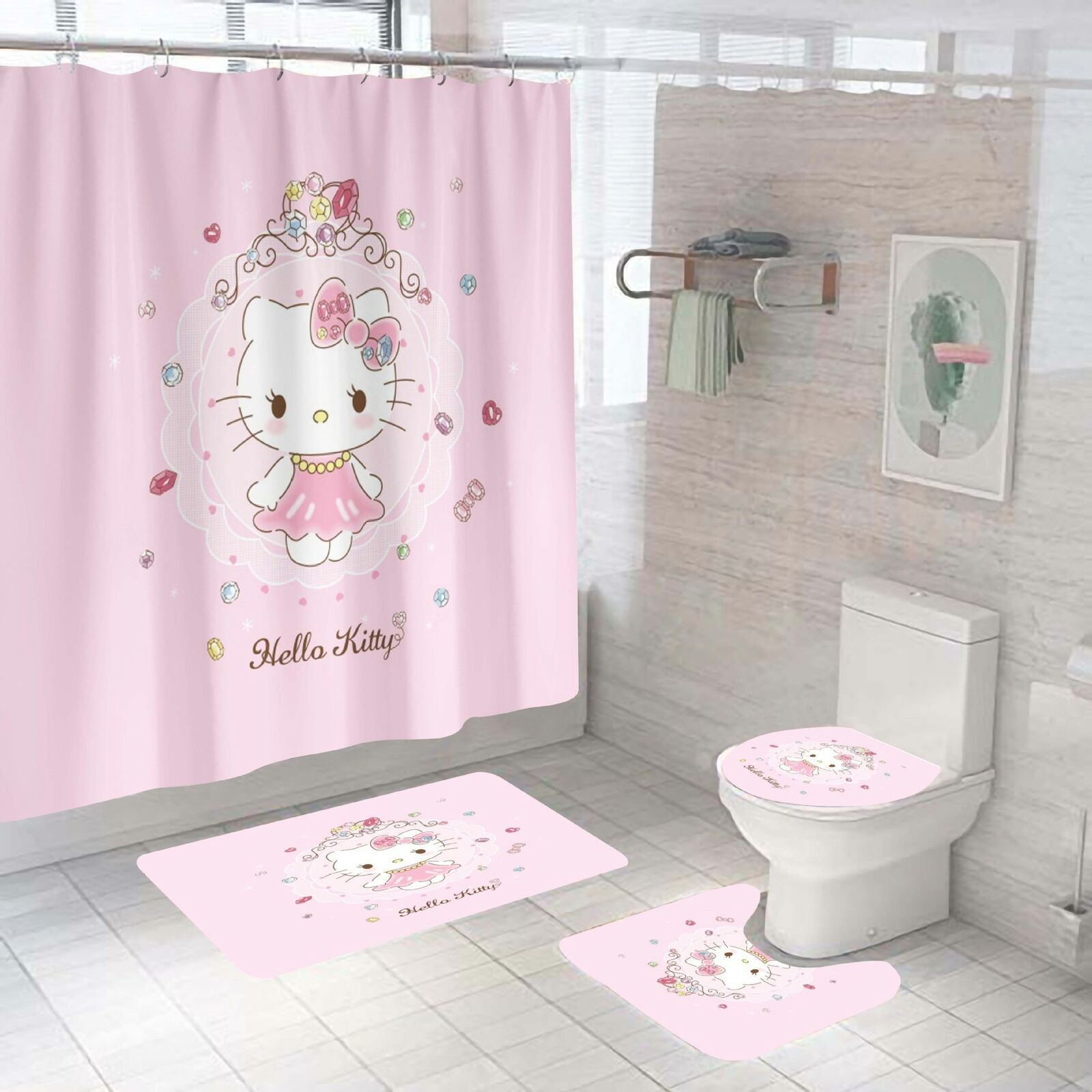 Hello Kitty Garland Waterproof Shower Curtain For Bathroom