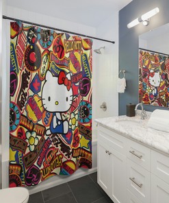 Hello Kitty Graffiti Shower Curtain - A Cool And Unique Addition To Your Bathroom Decor