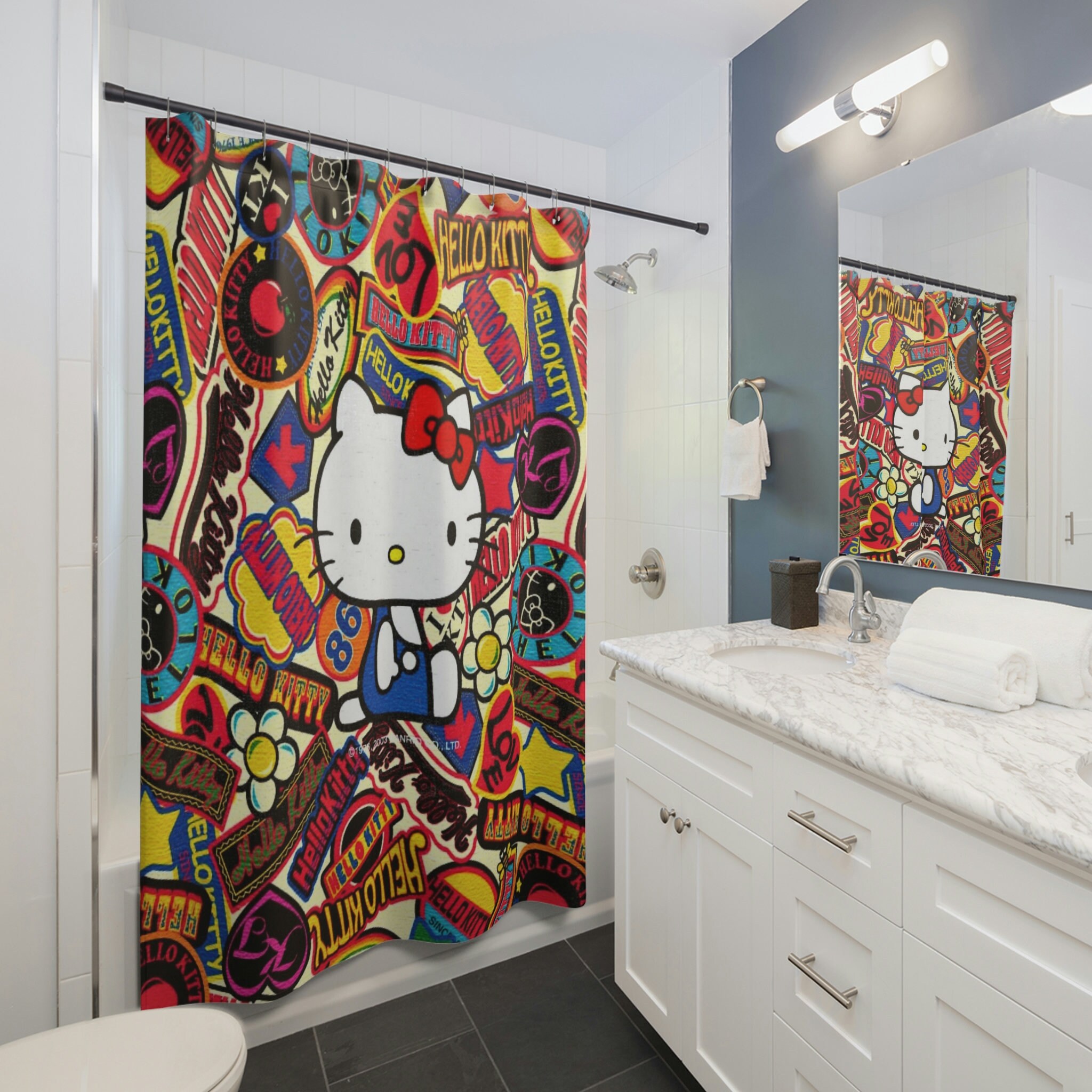 Hello Kitty Graffiti Shower Curtain - A Cool And Unique Addition To Your Bathroom Decor