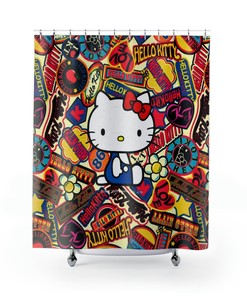 Hello Kitty Graffiti Shower Curtain - A Cool And Unique Addition To Your Bathroom Decor