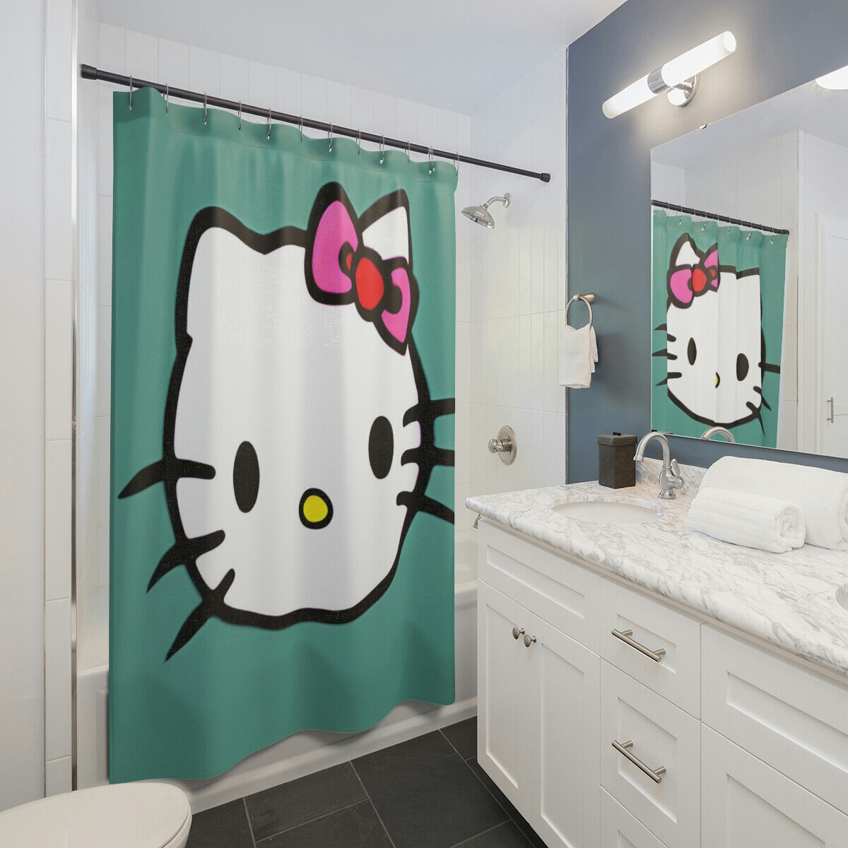 Hello Kitty Love Fabric Shower Curtain To Make Your Bathroom Even More Adorable
