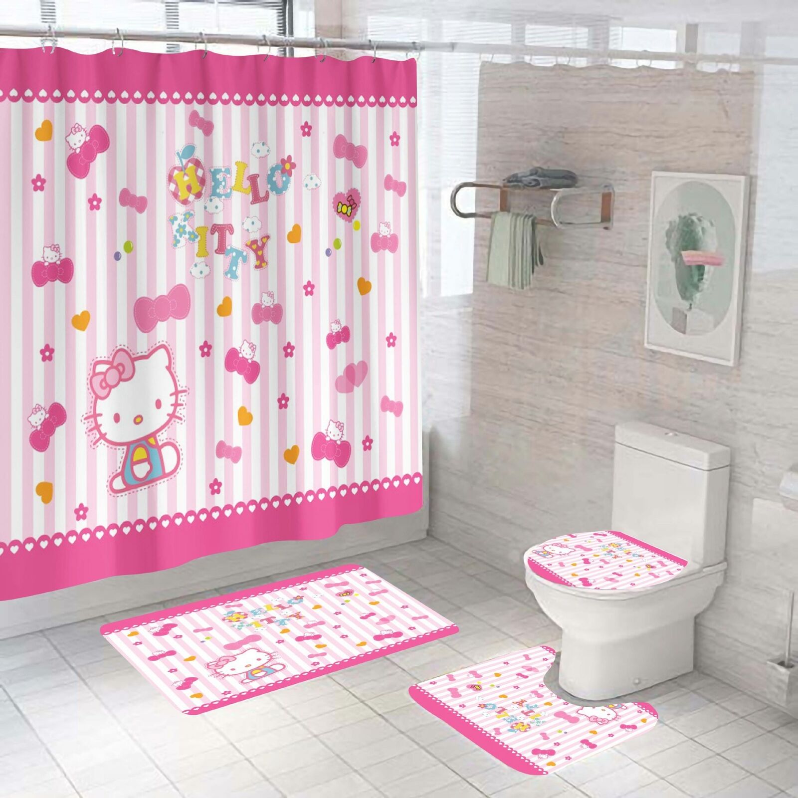 Hello Kitty Shower Curtain With Bow For A Cute And Fun Bathroom