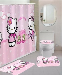 Hello Kitty Shower Curtain in Pink and White for the Adorable and Playful Bathroom