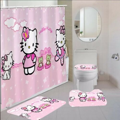 Hello Kitty Shower Curtain in Pink and White for the Adorable and Playful Bathroom