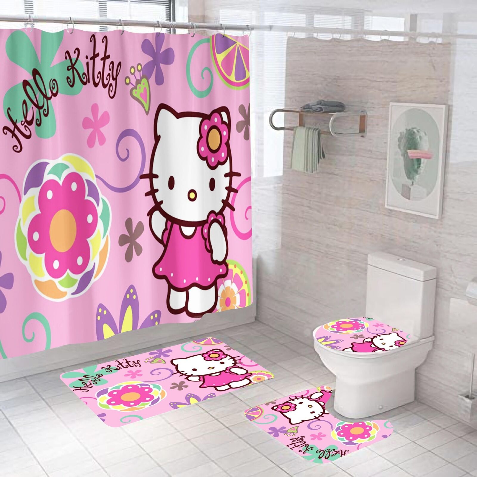 Hello Kitty Waterproof Shower Curtain For A Cute And Girly Bathroom