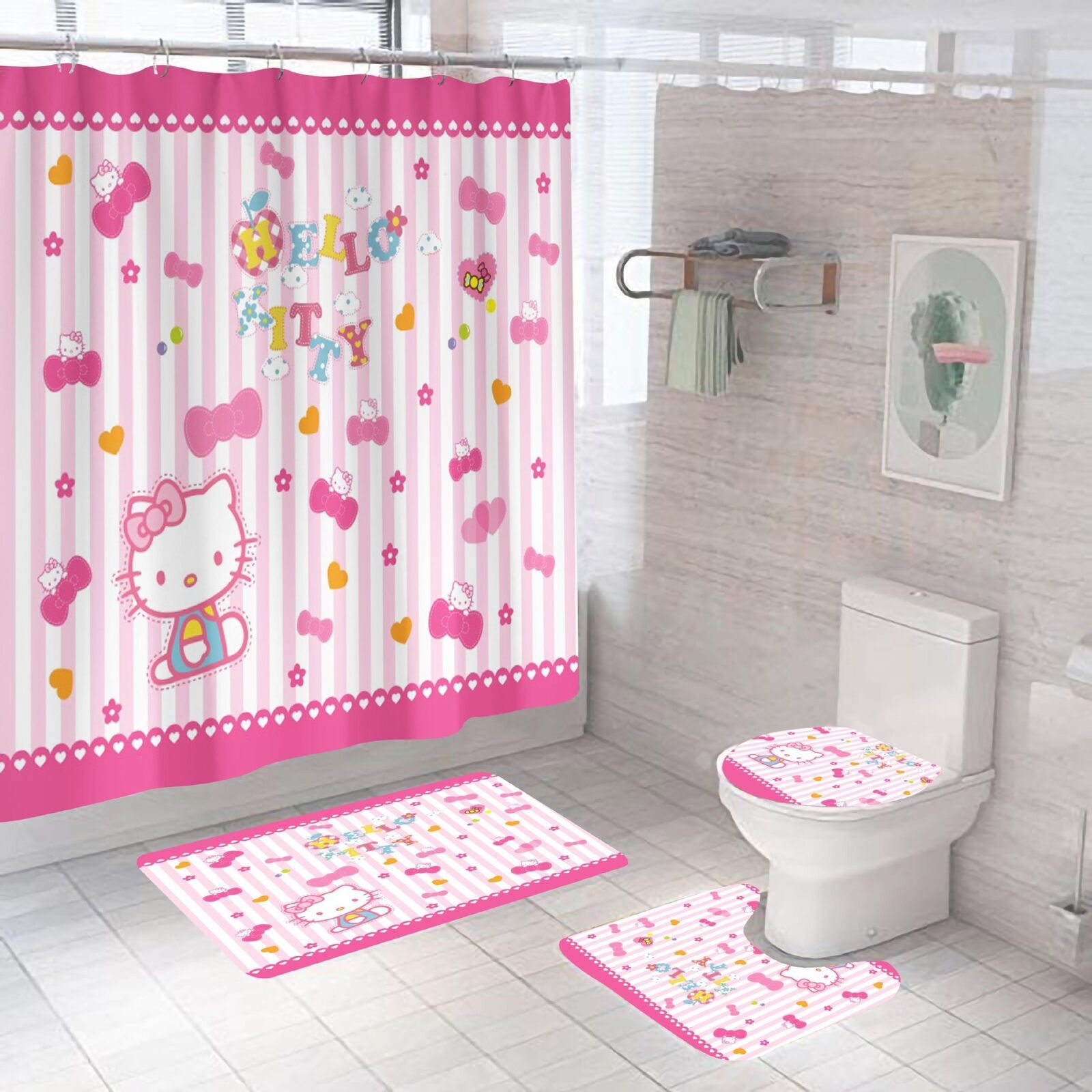 Hello Kitty Waterproof Shower Curtain That Will Make Your Bathroom Even Cuter