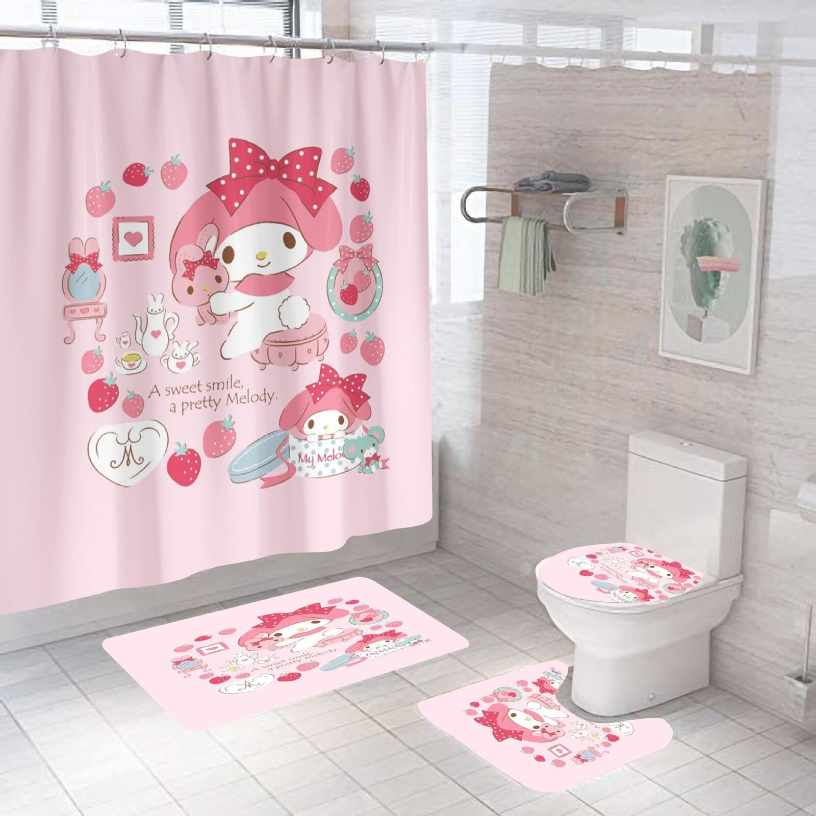 Hello Kitty'S Afternoon Tea Waterproof Shower Curtain For Your Delightful Bathroom Decor