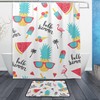Hello Summer Flamingo Watermelon Shower Curtain, Waterproof Bathroom Decor