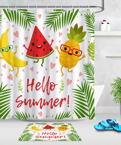 Hello Summer Pineapple Shower Curtain - Fun Bathroom Accessory