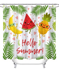 Hello Summer Pineapple Shower Curtain - Fun Bathroom Accessory