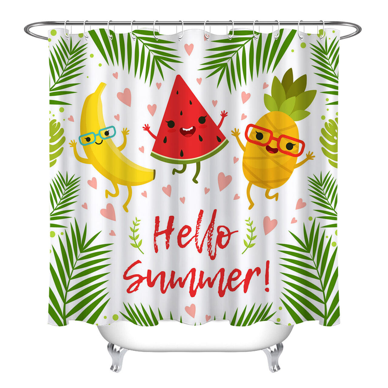 Hello Summer Pineapple Shower Curtain - Fun Bathroom Accessory